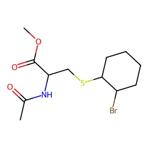 L-Cysteine, N-acetyl-S-(2-bromocyclohexyl)-, methyl ester, trans- structure