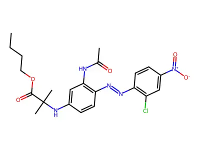 Alanine, N-(3-(acetylamino)-4-((2-chloro-4-nitrophenyl)azo)phenyl)-2-methyl-, butyl ester structure