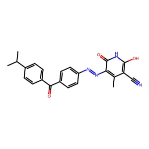 1,2-Dihydro-6-hydroxy-5-[[4-[4-(isopropyl)benzoyl]phenyl]azo]-4-methyl-2-oxonicotinonitrile structure