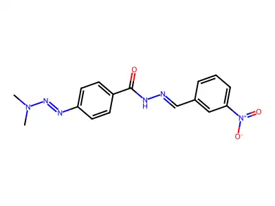 4-(dimethylaminodiazenyl)-N-[(3-nitrophenyl)methylideneamino]benzamide structure