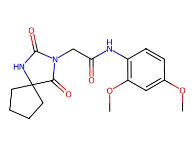 N-(2,4-dimethoxyphenyl)-2-{2,4-dioxo-1,3-diazaspiro[4.4]nonan-3-yl}acetamide structure