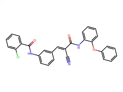 2-chloro-N-(3-{2-cyano-2-[(2-phenoxyphenyl)carbamoyl]eth-1-en-1-yl}phenyl)benzamide structure