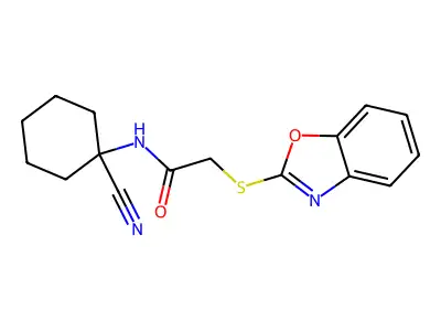 2-(1,3-benzoxazol-2-ylsulfanyl)-N-(1-cyanocyclohexyl)acetamide structure