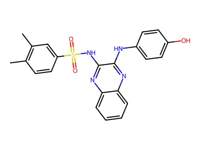 N-{3-[(4-hydroxyphenyl)amino]quinoxalin-2-yl}-3,4-dimethylbenzene-1-sulfonamide structure