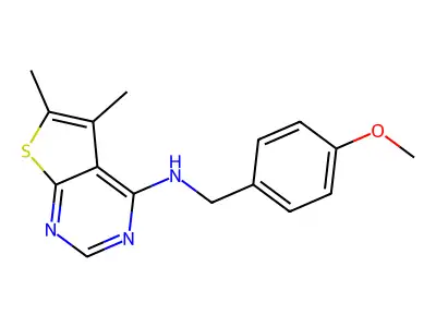 N-[(4-methoxyphenyl)methyl]-5,6-dimethylthieno[2,3-d]pyrimidin-4-amine structure