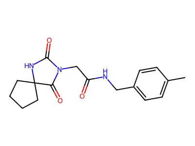 2-(2,4-dioxo-1,3-diazaspiro[4.4]nonan-3-yl)-N-[(4-methylphenyl)methyl]acetamide structure
