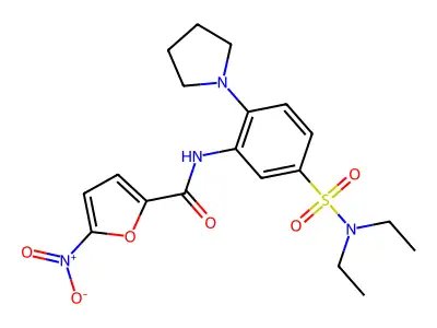 N-[5-(diethylsulfamoyl)-2-pyrrolidin-1-ylphenyl]-5-nitrofuran-2-carboxamide structure