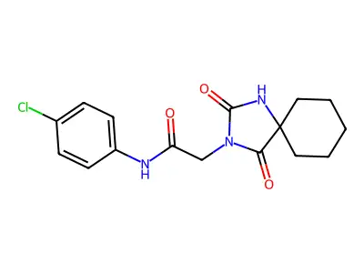 N-(4-chlorophenyl)-2-(2,4-dioxo-1,3-diazaspiro[4.5]dec-3-yl)acetamide structure