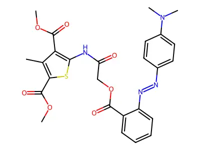 2,4-Thiophenedicarboxylic acid, 5-[[2-[[2-[2-[4-(dimethylamino)phenyl]diazenyl]benzoyl]oxy]acetyl]amino]-3-methyl-, 2,4-dimethyl ester structure