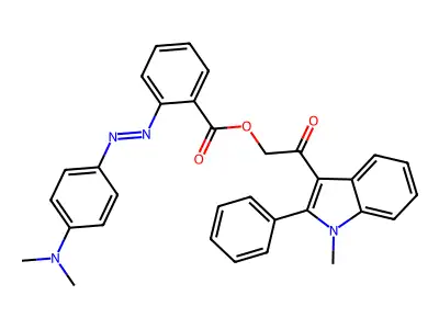 Benzoic acid, 2-[2-[4-(dimethylamino)phenyl]diazenyl]-, 2-(1-methyl-2-phenyl-1H-indol-3-yl)-2-oxoethyl ester structure