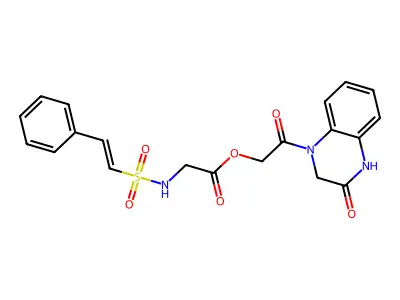 [2-oxo-2-(3-oxo-2,4-dihydroquinoxalin-1-yl)ethyl] 2-[[(E)-2-phenylethenyl]sulfonylamino]acetate structure