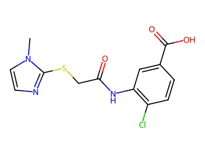 4-chloro-3-{2-[(1-methyl-1H-imidazol-2-yl)sulfanyl]acetamido}benzoic acid structure