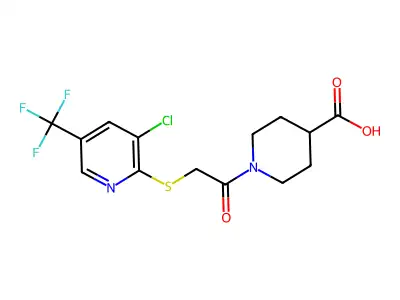 1-({[3-chloro-5-(trifluoromethyl)pyridin-2-yl]thio}acetyl)piperidine-4-carboxylic acid structure