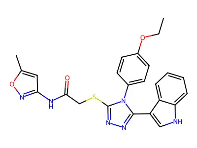 2-{[4-(4-ethoxyphenyl)-5-(1H-indol-3-yl)-4H-1,2,4-triazol-3-yl]sulfanyl}-N-(5-methyl-1,2-oxazol-3-yl)acetamide structure