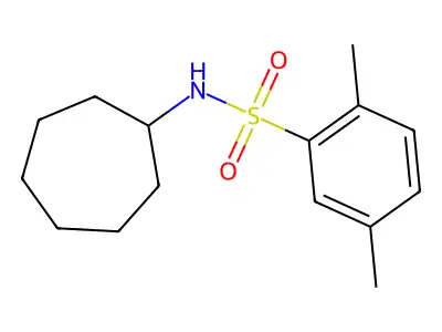 N-cycloheptyl-2,5-dimethylbenzenesulfonamide structure
