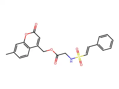 (7-methyl-2-oxo-2H-chromen-4-yl)methyl 2-(2-phenylethenesulfonamido)acetate structure