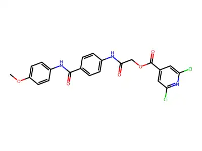 ({4-[(4-methoxyphenyl)carbamoyl]phenyl}carbamoyl)methyl 2,6-dichloropyridine-4-carboxylate structure