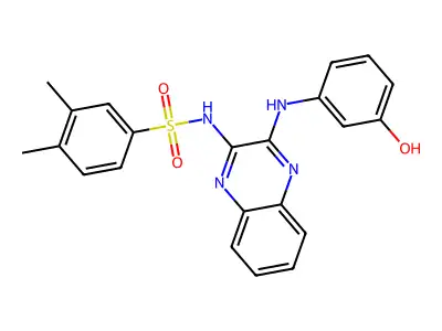 N-{3-[(3-hydroxyphenyl)amino]quinoxalin-2-yl}-3,4-dimethylbenzene-1-sulfonamide structure