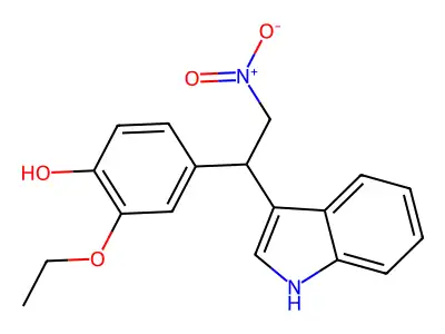 2-ethoxy-4-[1-(1H-indol-3-yl)-2-nitroethyl]phenol structure