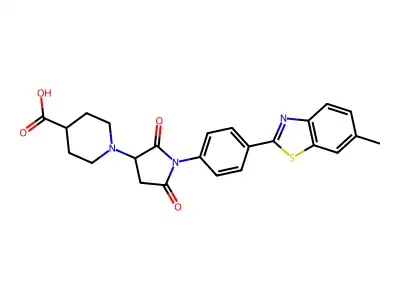 1-[1-[4-(6-Methyl-2-benzothiazolyl)phenyl]-2,5-dioxo-3-pyrrolidinyl]-4-piperidinecarboxylic acid structure