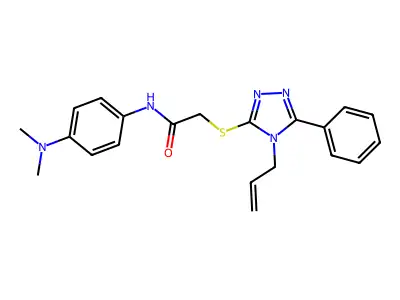 2-((4-allyl-5-phenyl-4H-1,2,4-triazol-3-yl)thio)-N-(4-(dimethylamino)phenyl)acetamide structure