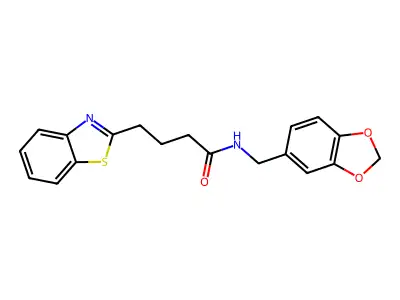 N-(1,3-benzodioxol-5-ylmethyl)-4-(1,3-benzothiazol-2-yl)butanamide structure