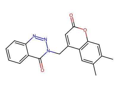 3-[(6,7-Dimethyl-2-oxo-2H-1-benzopyran-4-yl)methyl]-1,2,3-benzotriazin-4(3H)-one structure