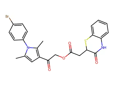 2-[1-(4-Bromophenyl)-2,5-dimethyl-1H-pyrrol-3-yl]-2-oxoethyl 3,4-dihydro-3-oxo-2H-1,4-benzothiazine-2-acetate structure