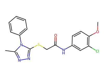 N-(3-Chloro-4-methoxyphenyl)-2-[(5-methyl-4-phenyl-4H-1,2,4-triazol-3-yl)thio]acetamide structure