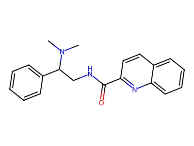 N-[2-(dimethylamino)-2-phenylethyl]quinoline-2-carboxamide structure