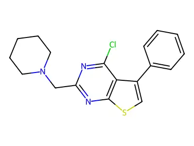 1-({4-Chloro-5-phenylthieno[2,3-d]pyrimidin-2-yl}methyl)piperidine structure