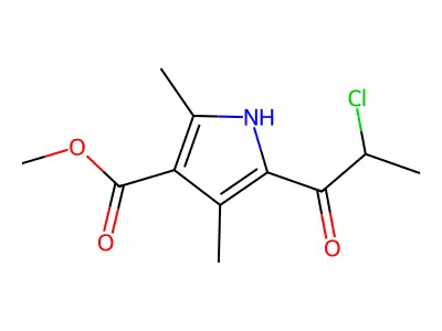 Methyl 5-(2-chloro-1-oxopropyl)-2,4-dimethyl-1H-pyrrole-3-carboxylate structure