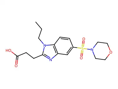 3-[5-(morpholine-4-sulfonyl)-1-propyl-1H-1,3-benzodiazol-2-yl]propanoic acid structure