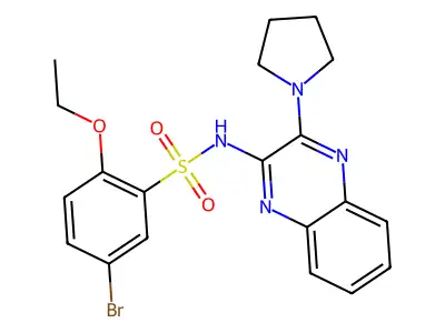 5-bromo-2-ethoxy-N-[3-(pyrrolidin-1-yl)quinoxalin-2-yl]benzene-1-sulfonamide structure