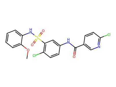 6-chloro-N-{4-chloro-3-[(2-methoxyphenyl)sulfamoyl]phenyl}pyridine-3-carboxamide structure