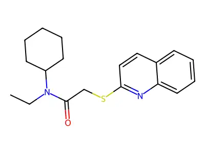 N-cyclohexyl-N-ethyl-2-quinolin-2-ylsulfanylacetamide structure