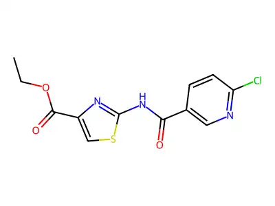 Ethyl 2-(6-chloropyridine-3-amido)-1,3-thiazole-4-carboxylate structure