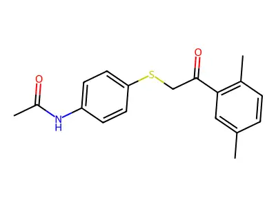N-[4-[2-(2,5-dimethylphenyl)-2-oxoethyl]sulfanylphenyl]acetamide structure