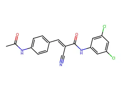 2-cyano-N-(3,5-dichlorophenyl)-3-(4-acetamidophenyl)prop-2-enamide structure