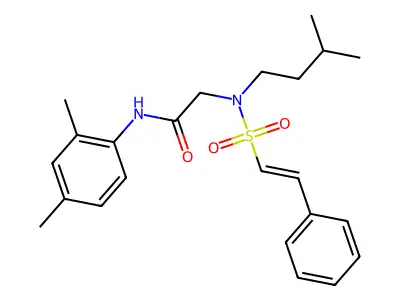 N-(2,4-dimethylphenyl)-2-[N-(3-methylbutyl)-2-phenylethenesulfonamido]acetamide structure