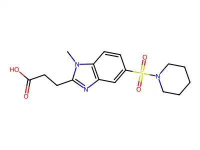 3-[1-methyl-5-(piperidine-1-sulfonyl)-1H-1,3-benzodiazol-2-yl]propanoic acid structure