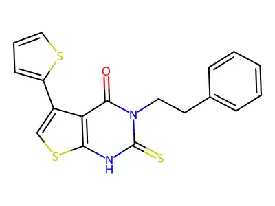 3-(2-phenylethyl)-2-sulfanyl-5-(thiophen-2-yl)-3H,4H-thieno[2,3-d]pyrimidin-4-one structure