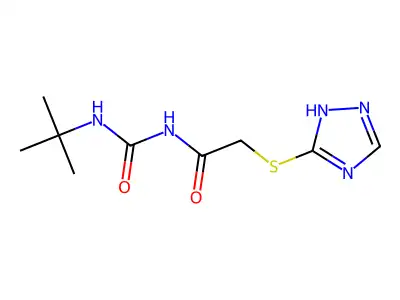 N-(tert-butylcarbamoyl)-2-(1H-1,2,4-triazol-5-ylsulfanyl)acetamide structure