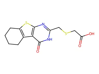 2-[({3-oxo-8-thia-4,6-diazatricyclo[7.4.0.0,2,7]trideca-1(9),2(7),5-trien-5-yl}methyl)sulfanyl]acetic acid structure