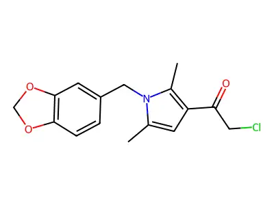 1-[1-(2H-1,3-benzodioxol-5-ylmethyl)-2,5-dimethyl-1H-pyrrol-3-yl]-2-chloroethan-1-one structure