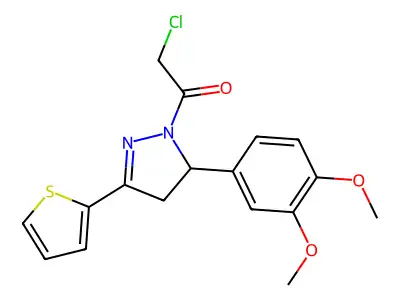 2-chloro-1-[5-(3,4-dimethoxyphenyl)-3-(thiophen-2-yl)-4,5-dihydro-1H-pyrazol-1-yl]ethan-1-one structure