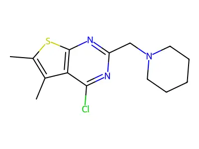 1-({4-Chloro-5,6-dimethylthieno[2,3-d]pyrimidin-2-yl}methyl)piperidine structure