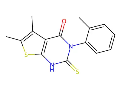 5,6-dimethyl-3-(2-methylphenyl)-2-sulfanyl-3H,4H-thieno[2,3-d]pyrimidin-4-one structure