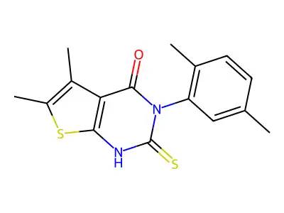 3-(2,5-dimethylphenyl)-5,6-dimethyl-2-sulfanyl-3H,4H-thieno[2,3-d]pyrimidin-4-one structure