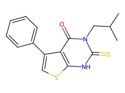 3-(2-methylpropyl)-5-phenyl-2-sulfanyl-3H,4H-thieno[2,3-d]pyrimidin-4-one structure